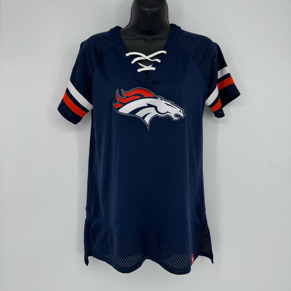 Denver Broncos Navy Blue & Orange Top from Fanatics Size M‎
